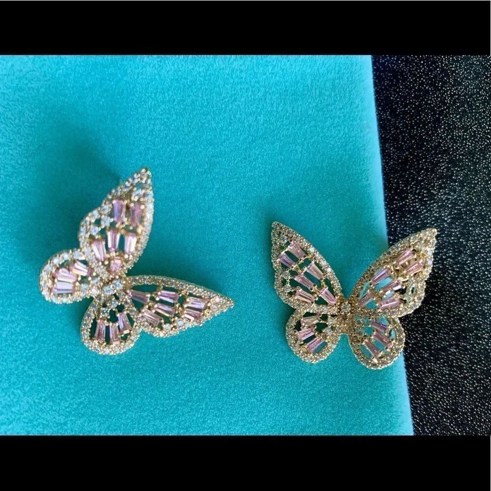Stunning cutout butterfly and crystal earrings